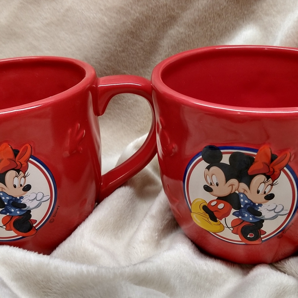2 Mickey & Minnie 3D Coffee Mugs 14oz.